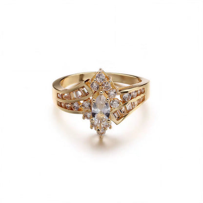 1.5ct Marquise Cut Moissanite Ring | 18K Gold Plated 925 Sterling Silver Vintage Statement Ring - BOCOS Jewelry