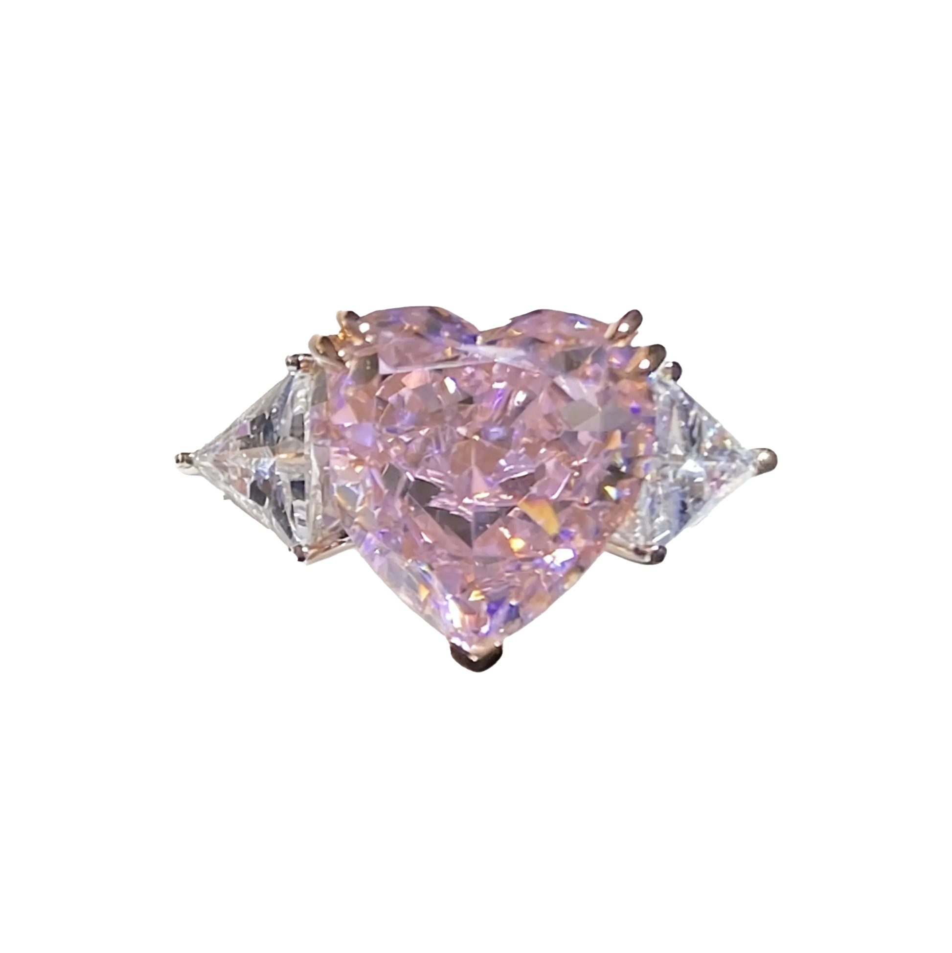 3ct Heart Cut Lab-Grown Pink Sapphire Ring with Marquise Moissanite | 925 Sterling Silver Platinum Plated Engagement Ring - BOCOS Jewelry