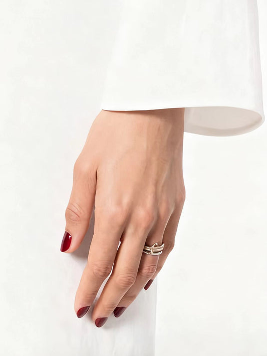 Triple Stackable Interlocking Ring Set | 925 Sterling Silver Two-Tone Gold Plated Moissanite Eternity Ring - BOCOS Jewelry