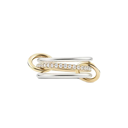 Triple Stackable Moissanite Ring Set - 925 Silver Two-Tone Gold Plated - BOCOS JEWELRY