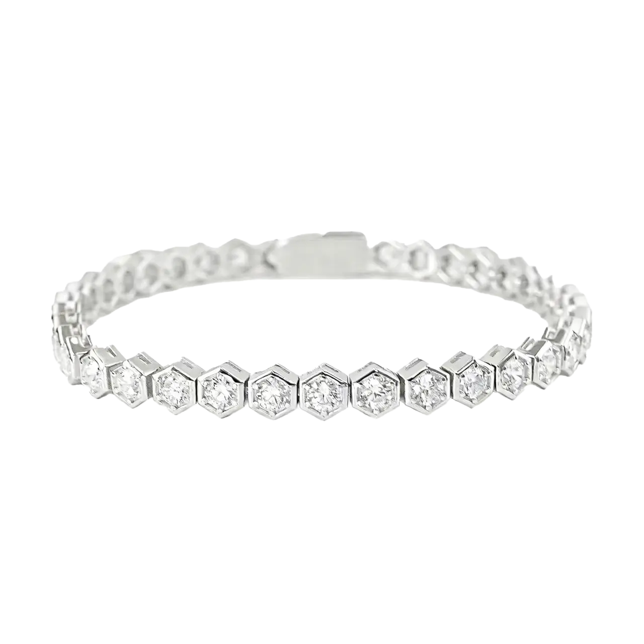 Hexagon Moissanite Tennis Bracelet | 925 Sterling Silver Platinum Plated Statement Bracelet - BOCOS Jewelry