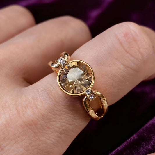 1.5ct Round Cut Moissanite Bezel Ring | 18K Gold Plated 925 Sterling Silver Solitaire Ring - BOCOS Jewelry