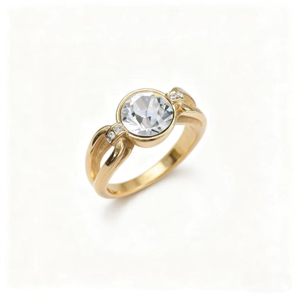 1.5ct Round Cut Moissanite Bezel Ring | 18K Gold Plated 925 Sterling Silver Solitaire Ring - BOCOS Jewelry