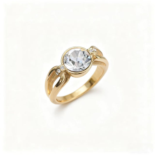 1.5ct Round Cut Moissanite Bezel Ring | 18K Gold Plated 925 Sterling Silver Solitaire Ring - BOCOS Jewelry