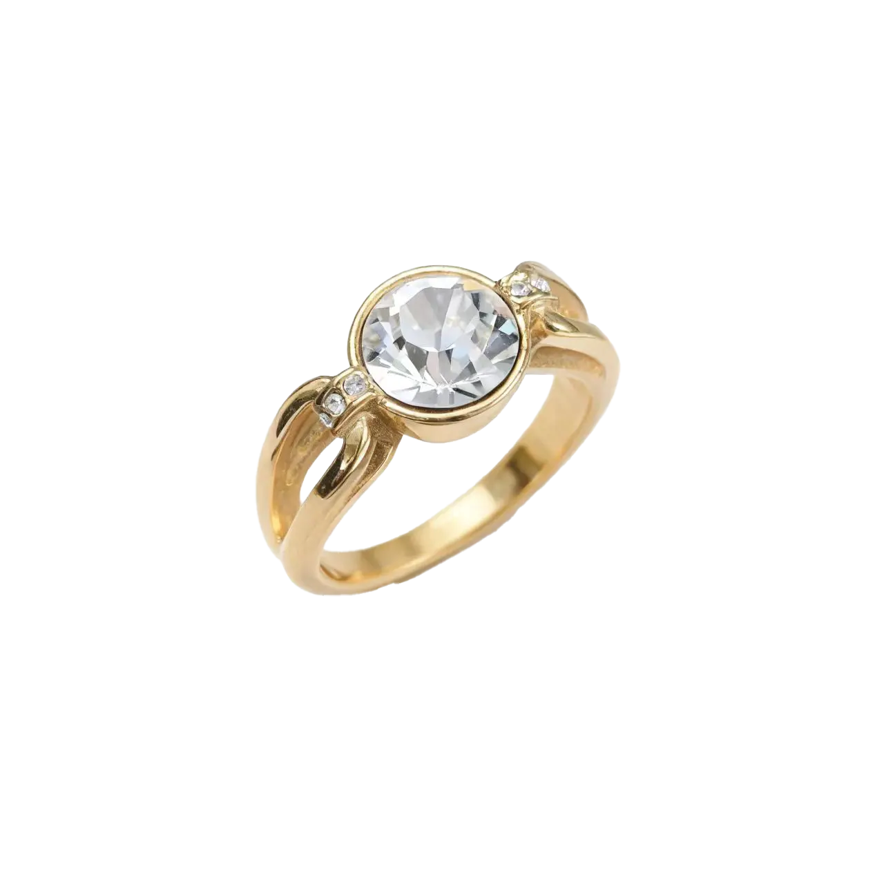 1.5ct Round Cut Moissanite Bezel Ring | 18K Gold Plated 925 Sterling Silver Solitaire Ring - BOCOS Jewelry