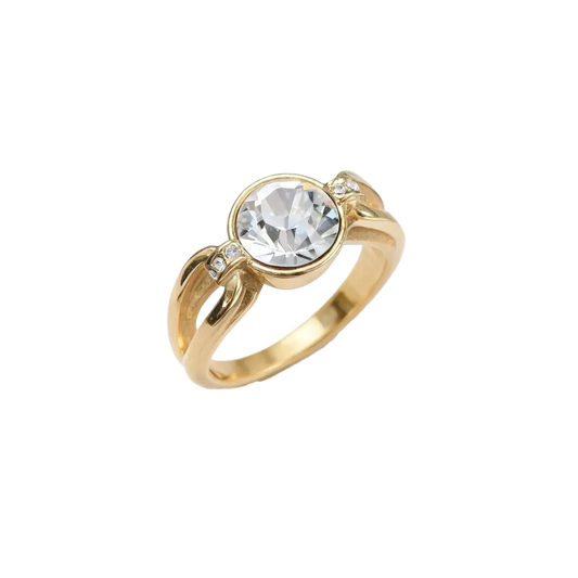 1.5ct Round Cut Moissanite Bezel Ring | 18K Gold Plated 925 Sterling Silver Solitaire Ring - BOCOS Jewelry