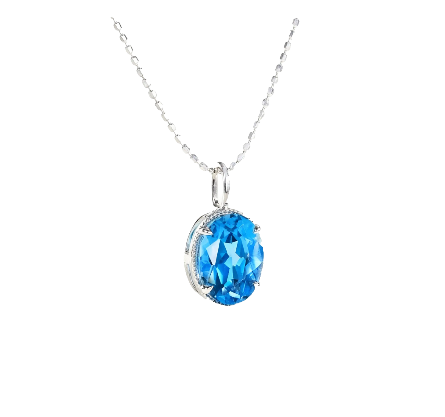 3ct Oval Cut Spinel Pendant Necklace - 925 Sterling Silver - BOCOS JEWELRY