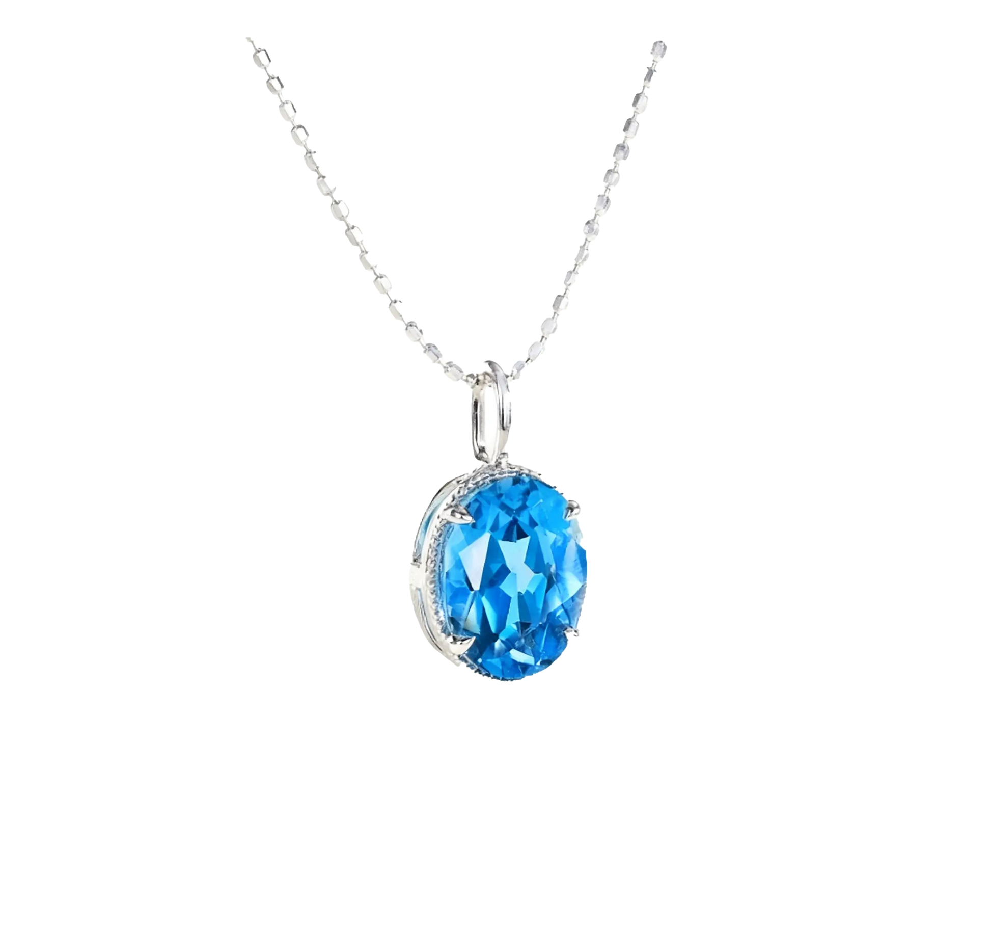 3ct Oval Cut Spinel Pendant Necklace - 925 Sterling Silver - BOCOS JEWELRY