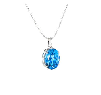 3ct Oval Cut Spinel Pendant Necklace - 925 Sterling Silver - BOCOS JEWELRY
