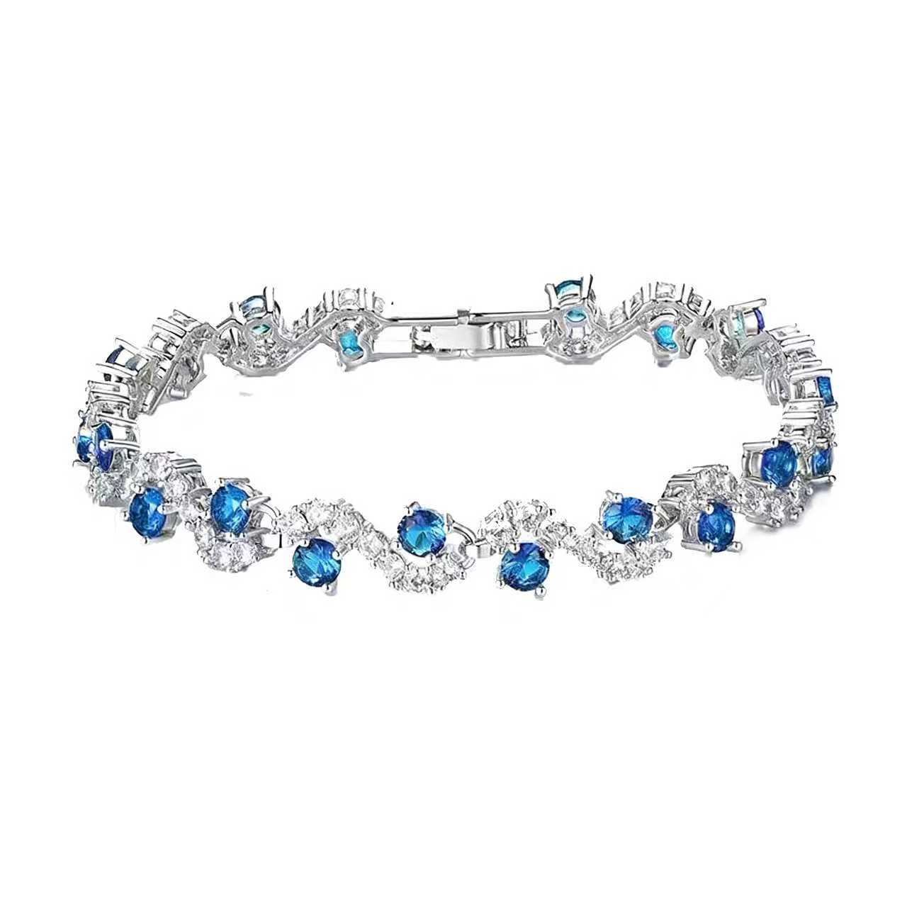 Floral Moissanite Bracelet | 925 Sterling Silver Platinum Plated Colorful Cluster Bracelet