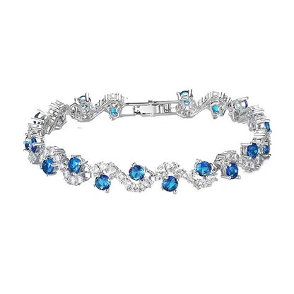 Floral Moissanite Bracelet | 925 Sterling Silver Platinum Plated Colorful Cluster Bracelet