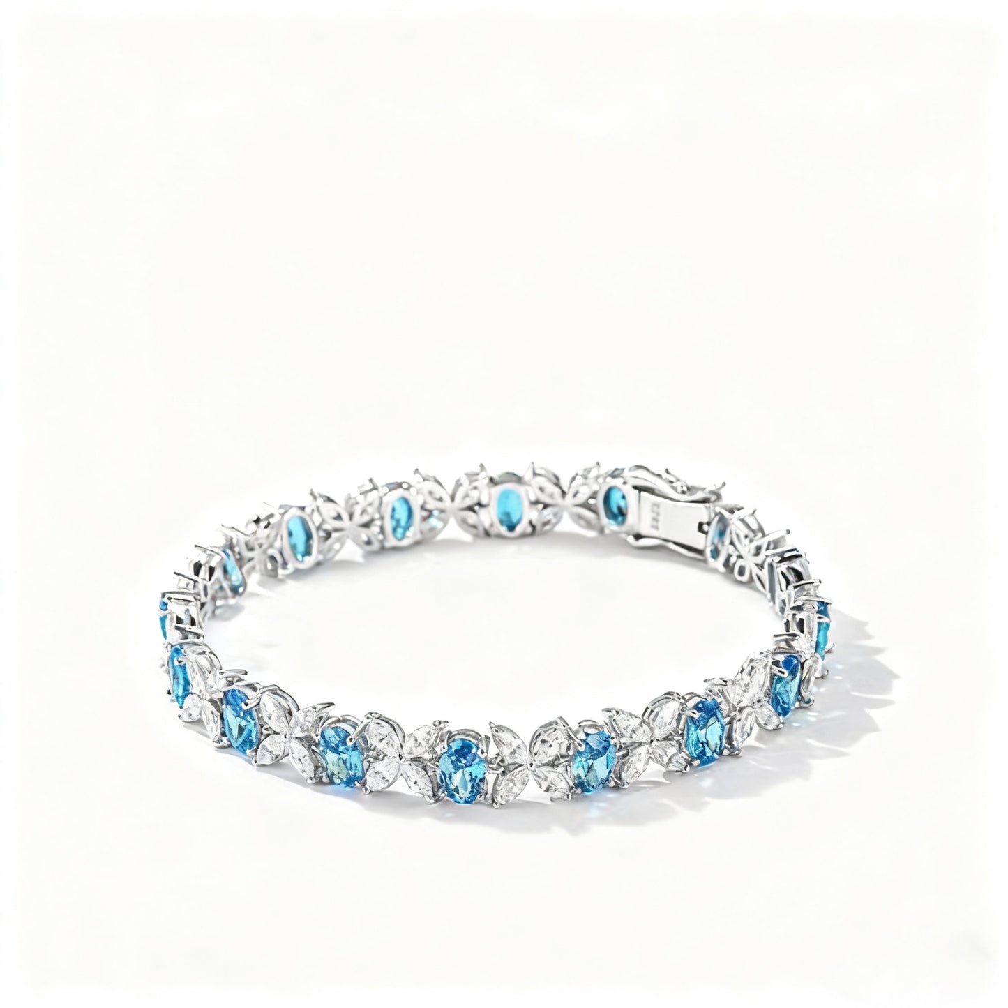 Floral Moissanite Bracelet | 925 Sterling Silver Platinum Plated Colorful Cluster Bracelet