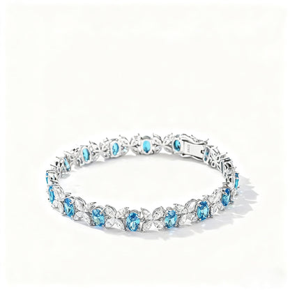 Floral Moissanite Bracelet | 925 Sterling Silver Platinum Plated Colorful Cluster Bracelet