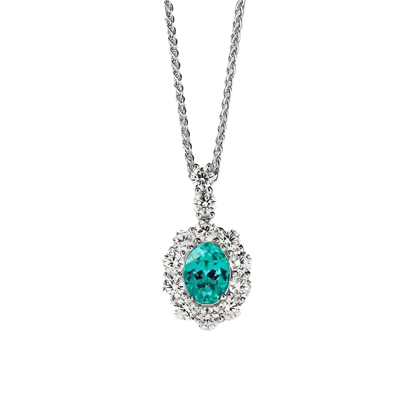 2.2ct Oval Cut Paraiba Tourmaline Pendant - 18K Gold Plated 925 Silver - BOCOS JEWELRY