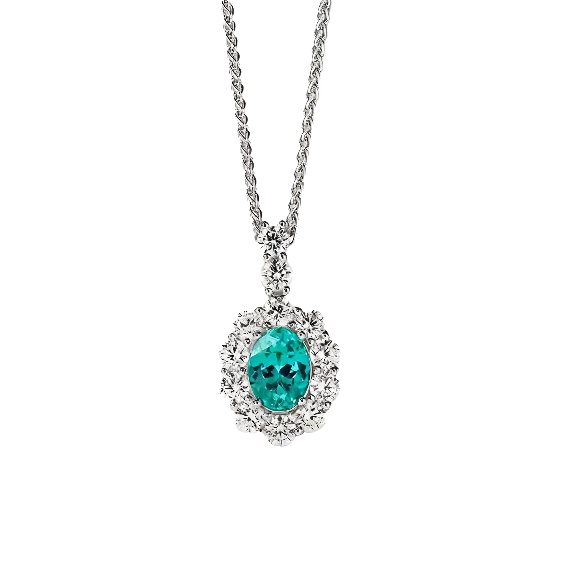 2.2ct Oval Cut Paraiba Tourmaline Pendant - 18K Gold Plated 925 Silver - BOCOS JEWELRY