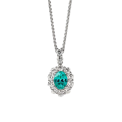 2.2ct Oval Cut Paraiba Tourmaline Pendant - 18K Gold Plated 925 Silver - BOCOS JEWELRY