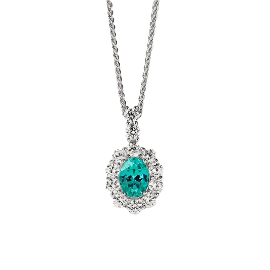 2.2ct Oval Cut Paraiba Tourmaline Pendant - 18K Gold Plated 925 Silver - BOCOS JEWELRY