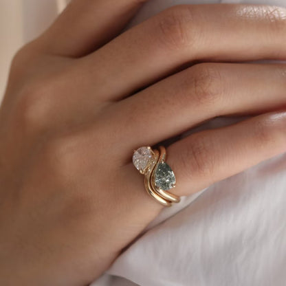 Pear-Cut Moissanite Ring Set | 925 Sterling Silver Gold Plated | BOCOS JEWELRY