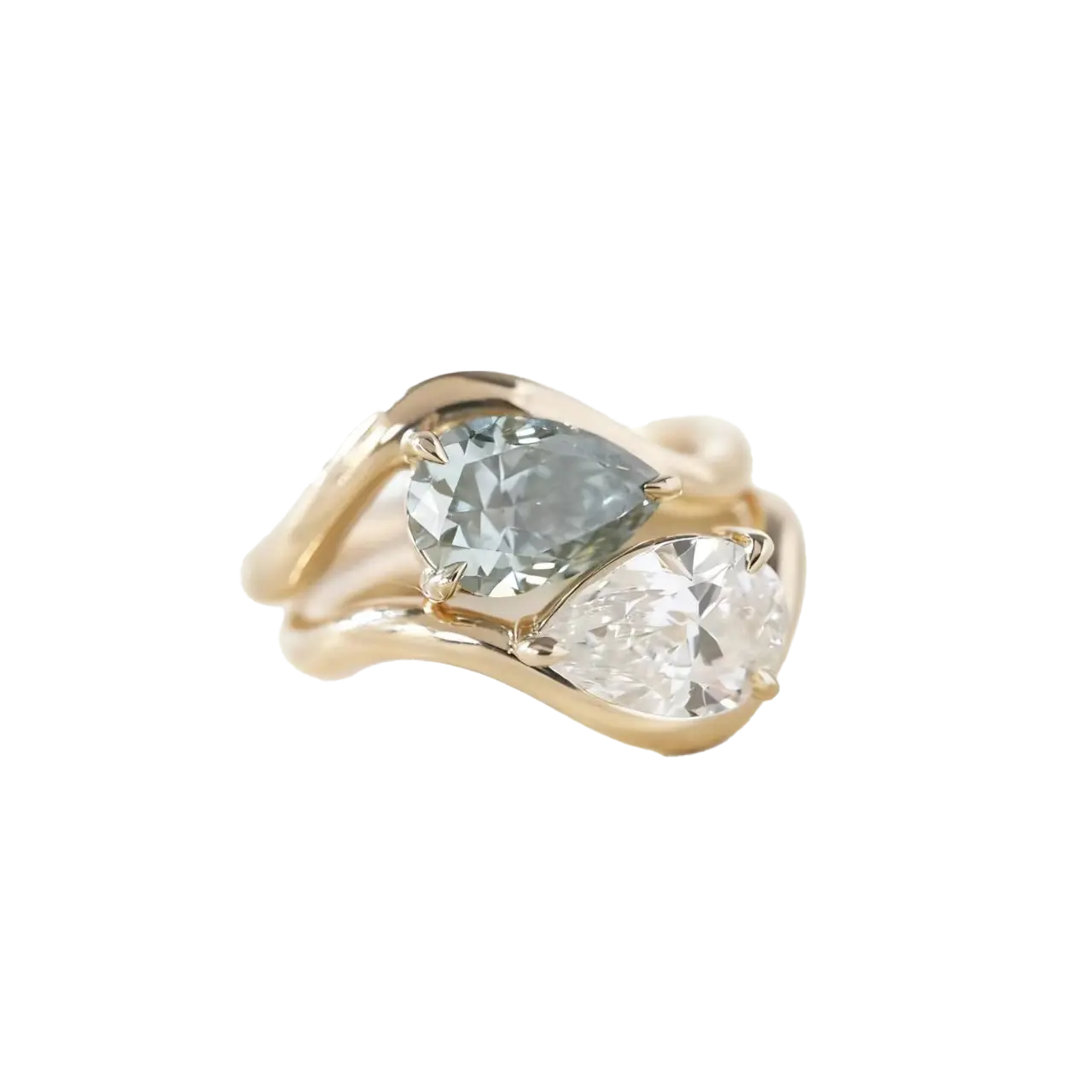 Pear-Cut Moissanite Ring Set | 925 Sterling Silver Gold Plated | BOCOS JEWELRY