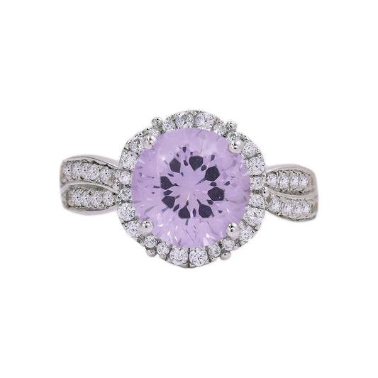 Flower Halo Engagement Ring - Purple YAG Flower Ring