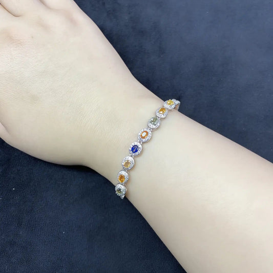 Rainbow Sapphire Bracelet - Multi Color Sapphire Bracelet