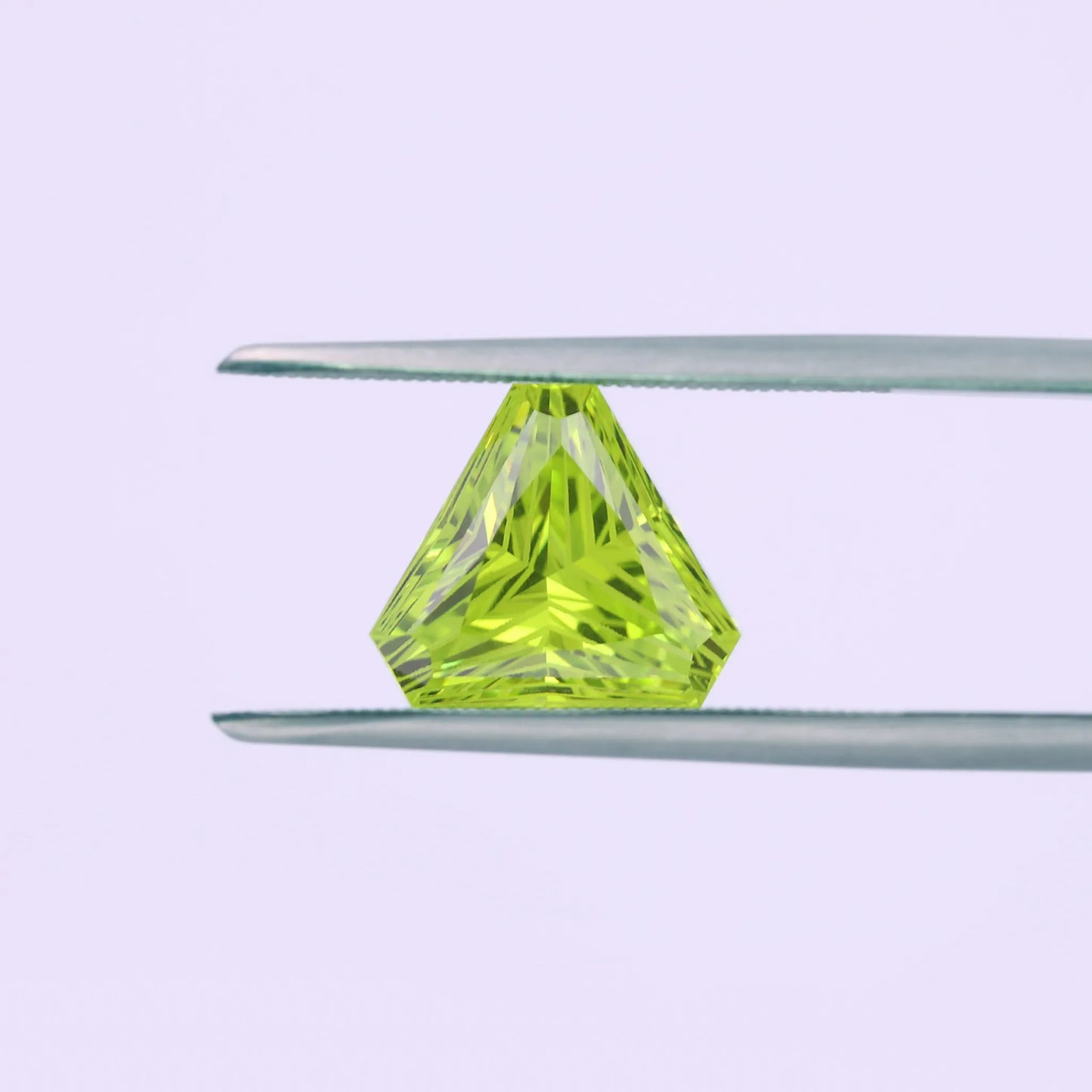 9*9mm Apple Green Zircon Loose Gemstone | Inverted Triangle Shield Cut | Peridot Green Gem for Custom Jewelry Making
