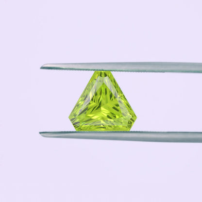9*9mm Apple Green Zircon Loose Gemstone | Inverted Triangle Shield Cut | Peridot Green Gem for Custom Jewelry Making