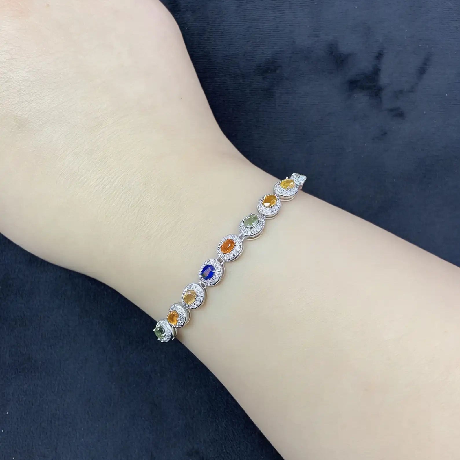 Rainbow Sapphire Bracelet - Multi Color Sapphire Bracelet