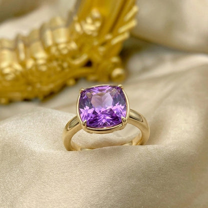 Exclusive Special Cut Zircon Ring - Rose Purple Cushion, White Gold Plated 925 Silver(Only 1 Ready-to-Ship!)