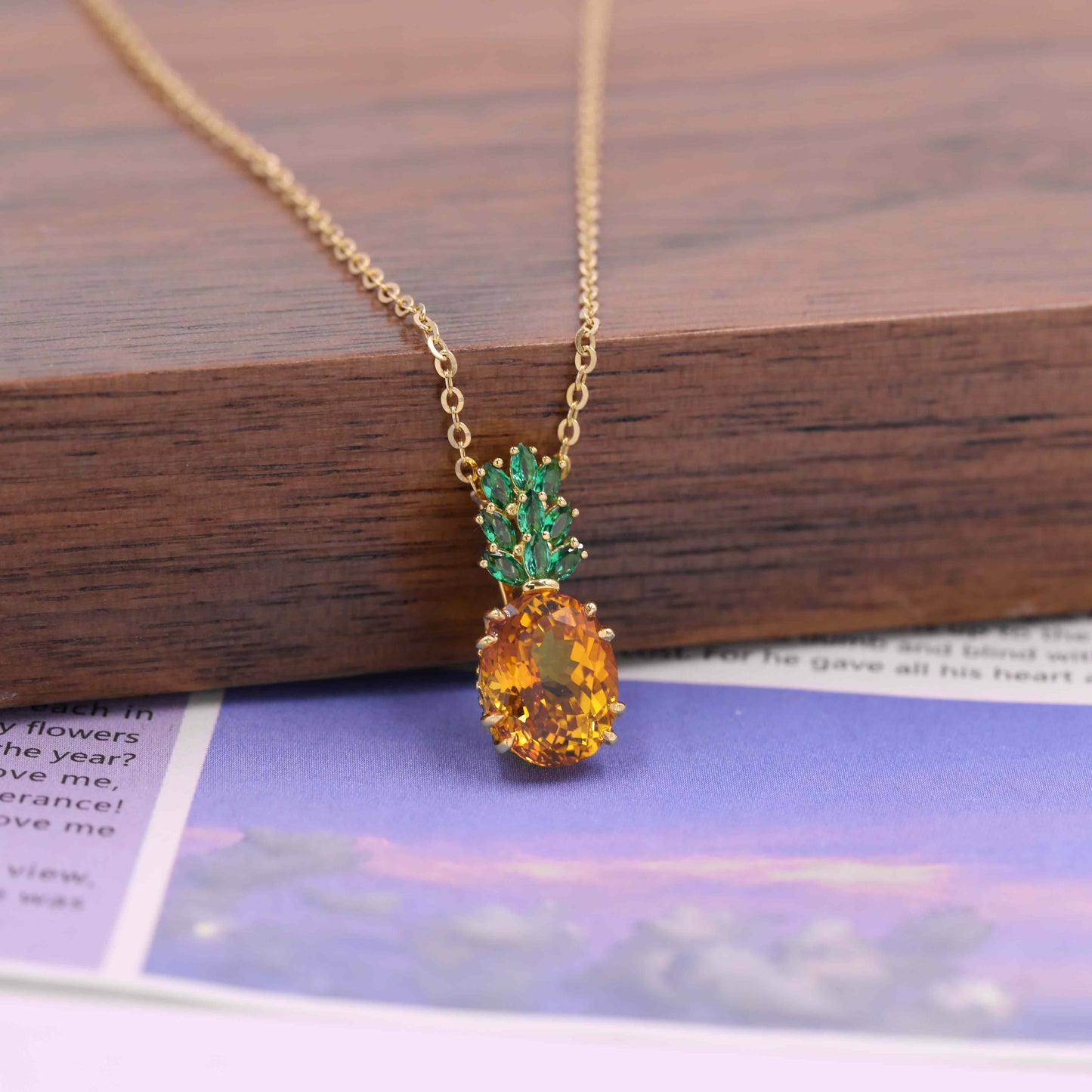 Golden Yellow Lab-Grown Sapphire Pineapple Pendant