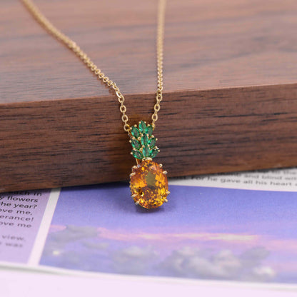 Golden Yellow Lab-Grown Sapphire Pineapple Pendant