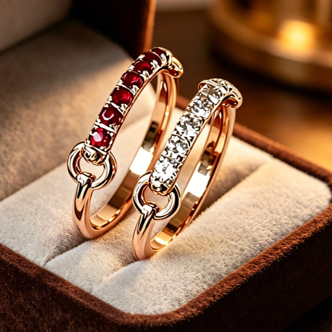 Matching Interlocking Ring | Lab Diamond or Ruby (Sold
