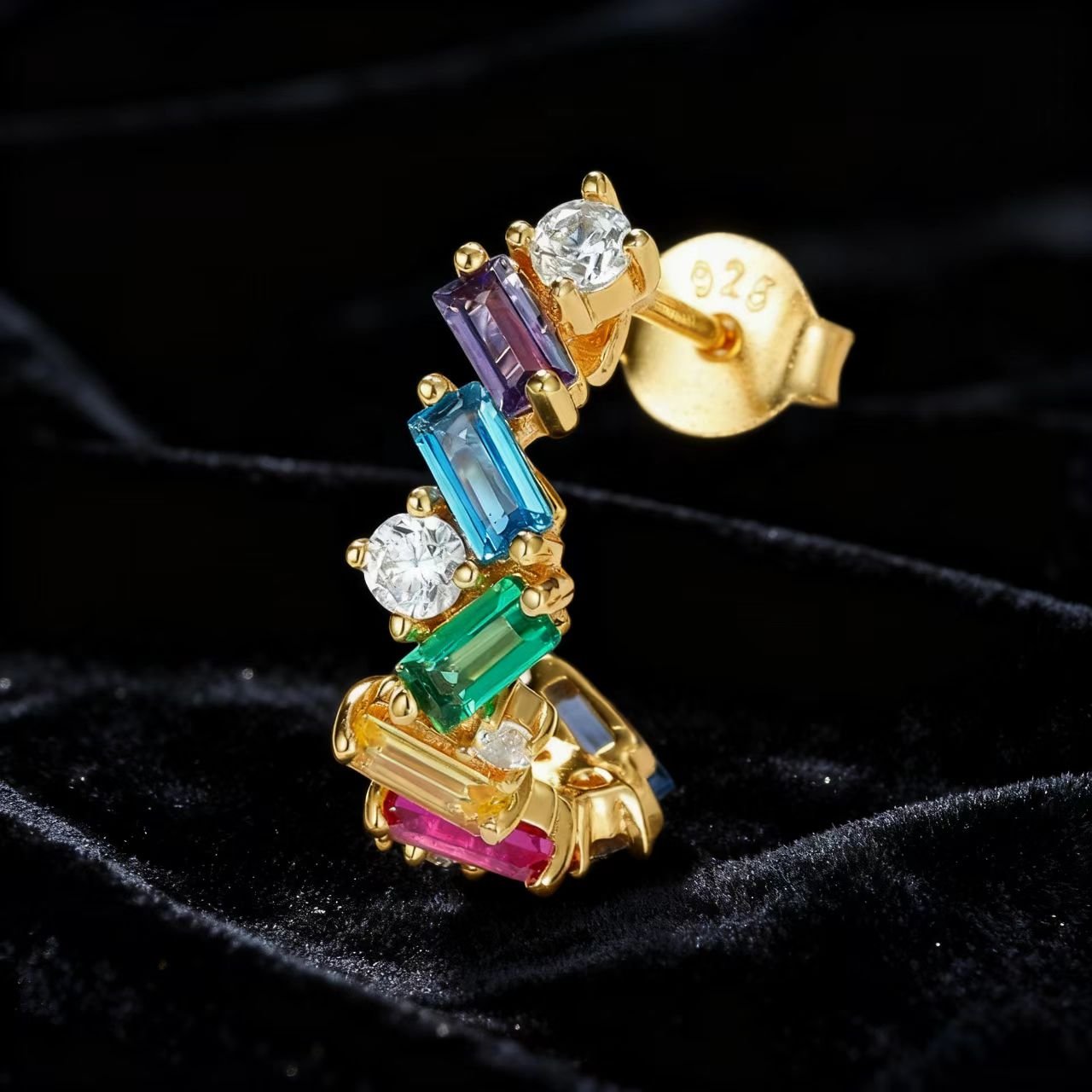 Rainbow Hoop Earrings - Colorful Gold Rainbow Earrings (18K Plated S925 / Solid Gold)