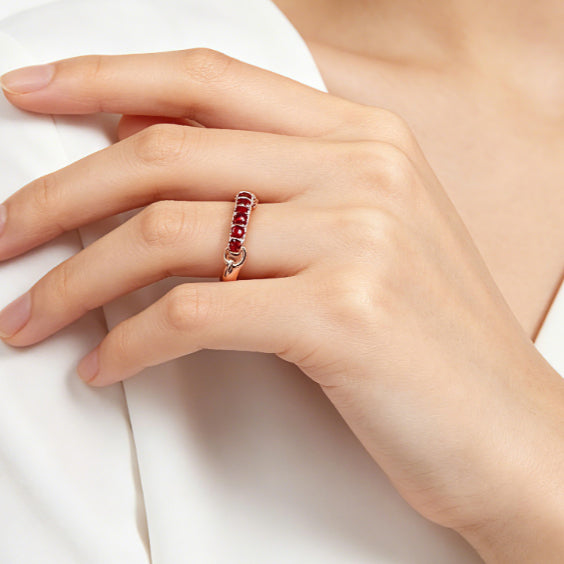 Interlocking Promise Band - Lab-Grown Diamond or Ruby (Sold Individually)