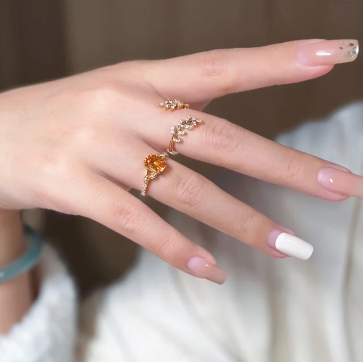 BOCOS Anniversary Exclusive: Lab-Grown Fanta Sapphire Ring - Nature Branch Motif (Solid 10K-18K Gold)