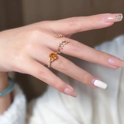 BOCOS Anniversary Exclusive: Lab-Grown Fanta Sapphire Ring - Nature Branch Motif (Solid 10K-18K Gold)