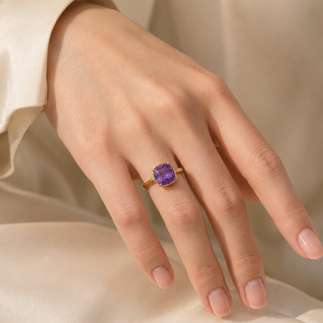 Exclusive Special Cut Zircon Ring - Rose Purple Cushion, White Gold Plated 925 Silver(Only 1 Ready-to-Ship!)