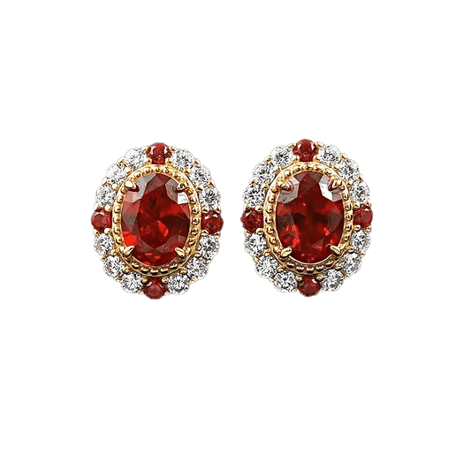 Oval Cut Ruby Stud Earrings - 925 Sterling Silver - BOCOS JEWELRY - bocosjewelry