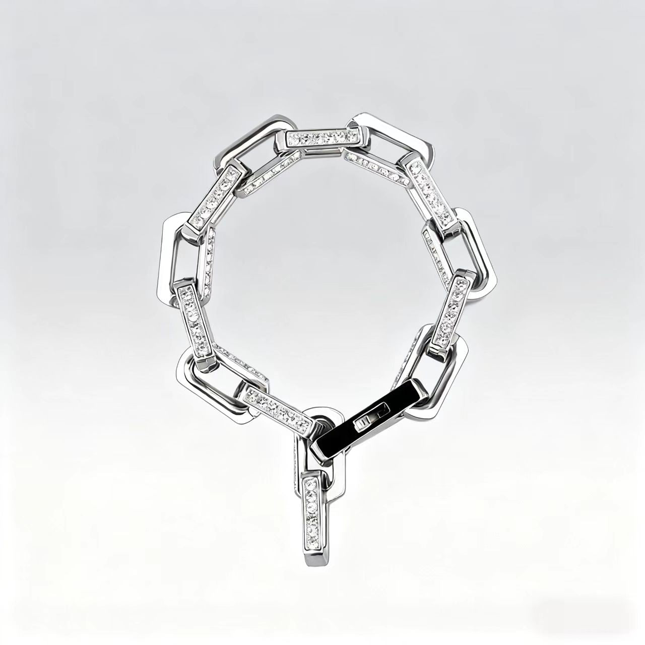 Men's Heavy 925 Silver Bracelet - Iced-Out Chunky Sterling Silver Bracelet (Solid S925)