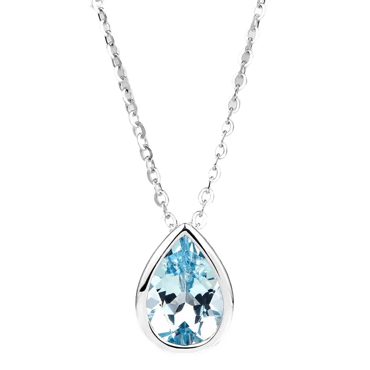 Pear - Cut Lab - Grown Spinel Pendant Necklace - 925 Sterling Silver (Bezel Setting) - BOCOS JEWELRY - bocosjewelry