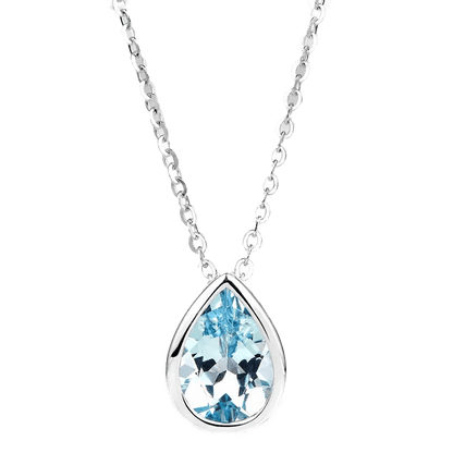 Pear - Cut Lab - Grown Spinel Pendant Necklace - 925 Sterling Silver (Bezel Setting) - BOCOS JEWELRY - bocosjewelry