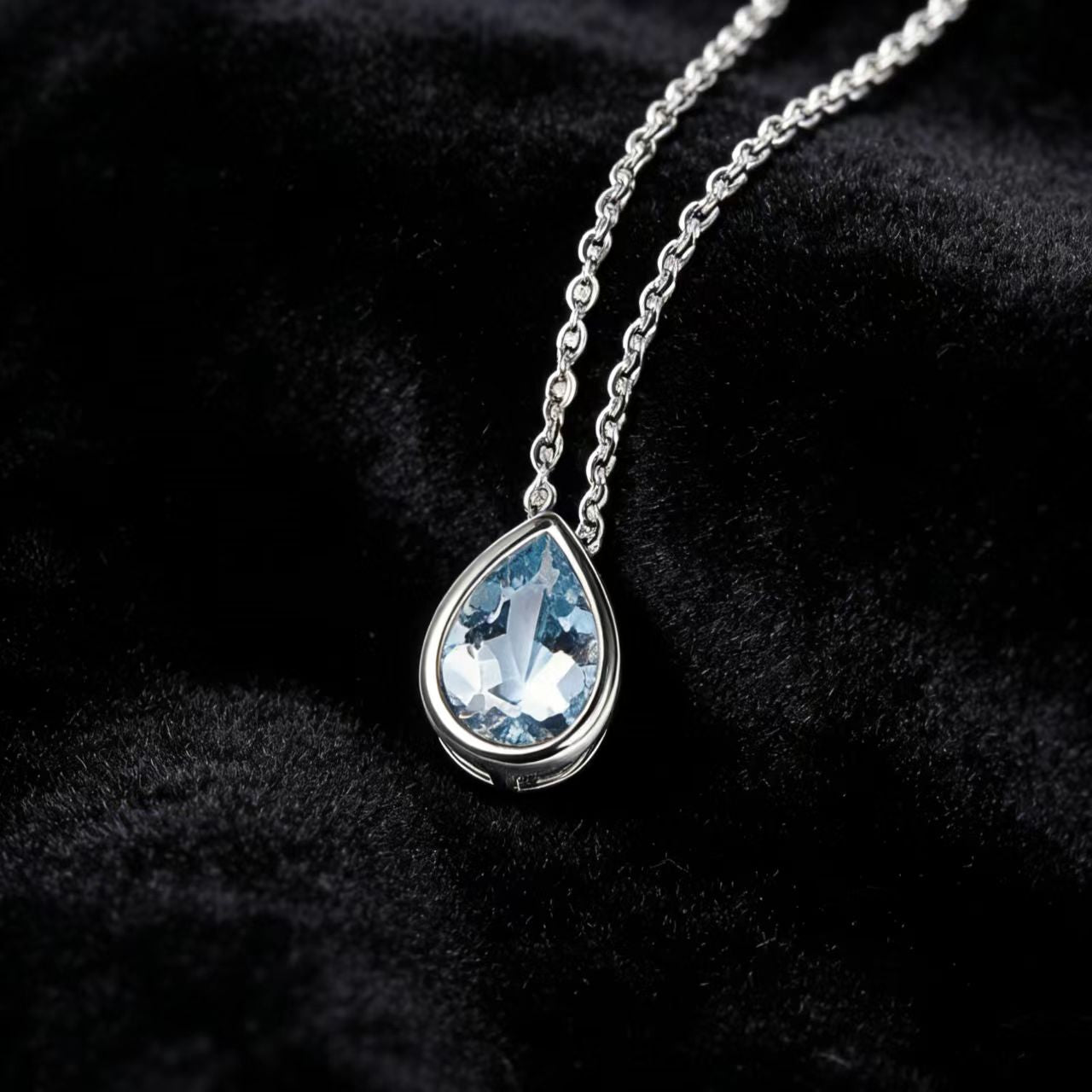 Pear - Cut Lab - Grown Spinel Pendant Necklace - 925 Sterling Silver (Bezel Setting) - BOCOS JEWELRY - bocosjewelry