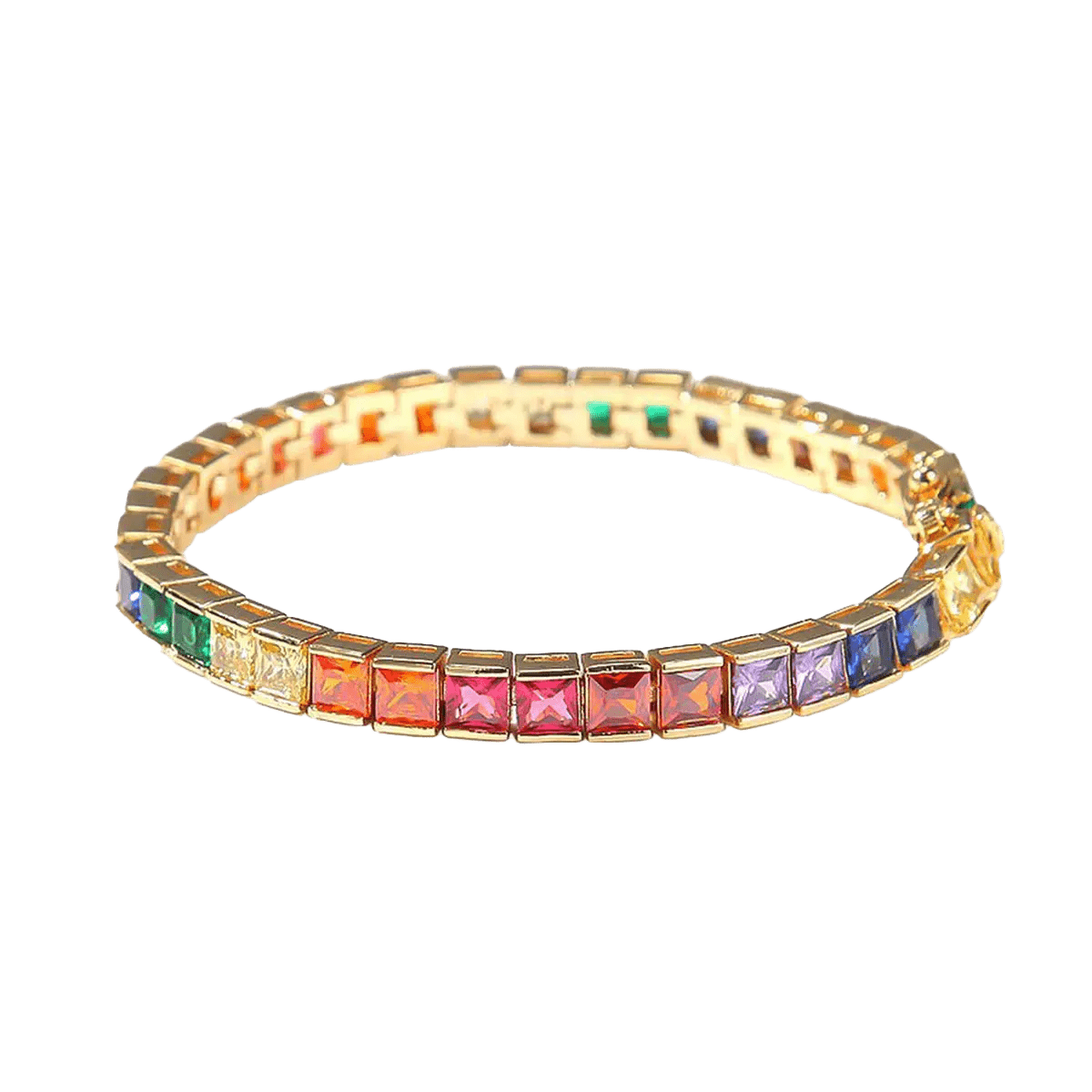 Rainbow Sapphire Bracelet - Princess Cut Tennis Bracelet