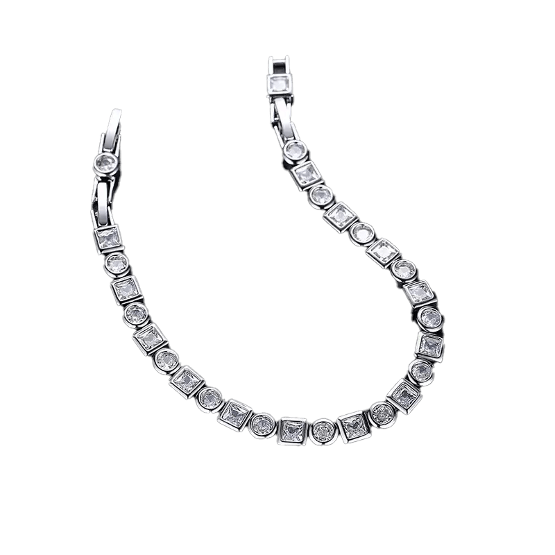 Round Princess Cut Moissanite Tennis Bracelet - 18K Gold Plated 925 Silver - BOCOS JEWELRY - bocosjewelry