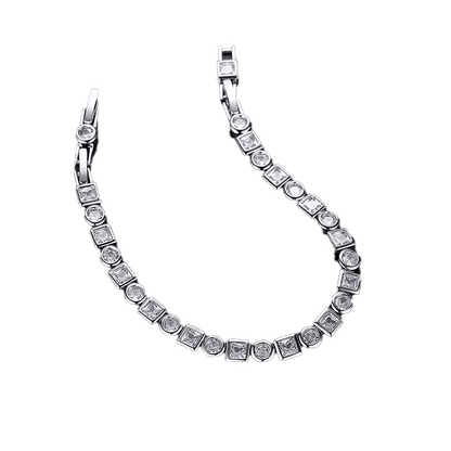 Round Princess Cut Moissanite Tennis Bracelet - 18K Gold Plated 925 Silver - BOCOS JEWELRY - bocosjewelry