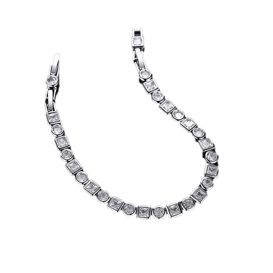 Round Princess Cut Moissanite Tennis Bracelet - 18K Gold Plated 925 Silver - BOCOS JEWELRY - bocosjewelry