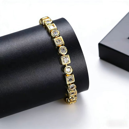 Round Princess Cut Moissanite Tennis Bracelet - 18K Gold Plated 925 Silver - BOCOS JEWELRY - bocosjewelry