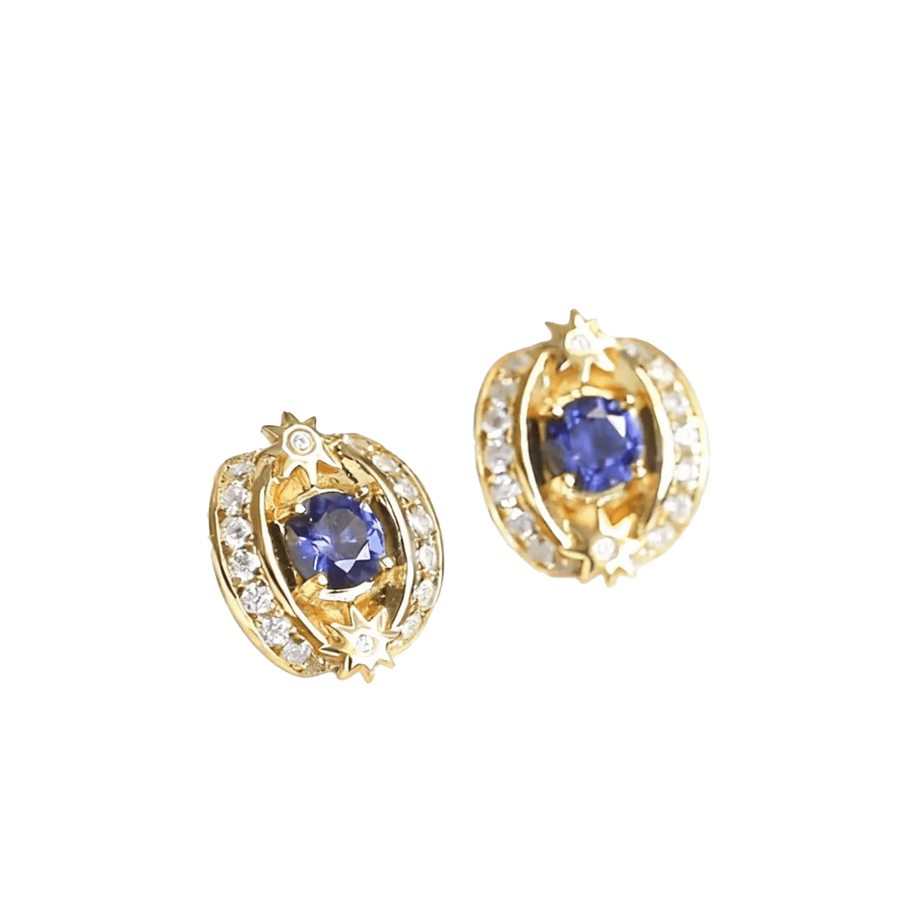 Blue Sapphire Earrings - Vintage North Star September Birthstone Earrings